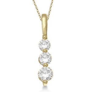 Three-stone Graduated Diamond Pendant Necklace 14K Yellow Gold 0.50ct - All
