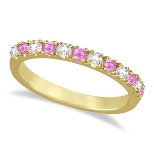 Diamond and Pink Sapphire Ring Stackable Guard 14k Yellow Gold 0.32ct - All