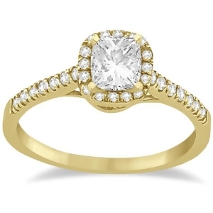 Diamond Halo Square Engagement Ring 14K Yellow Gold 0.26ct - All