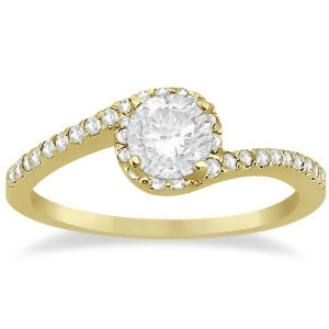 Halo Diamond Twist Engagement Ring Setting 18k Yellow Gold 0.16ct - All
