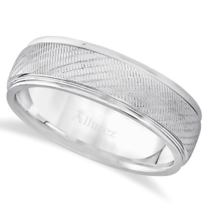 Diamond Cut Wedding Ring For Men in 14k White Gold 7mm - All