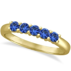 Five Stone Blue Sapphire Ring Band 14k Yellow Gold 0.70ct - All