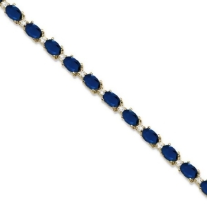Blue Sapphire and Diamond Tennis Bracelet 14k Yellow Gold 12.00ct - All