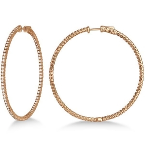 Unique X-Large Diamond Hoop Earrings 14k Rose Gold 3.00ct - All