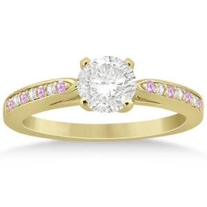 Cathedral Pink Sapphire Diamond Engagement Ring 18k Yellow Gold 0.26ct - All