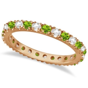 Diamond and Peridot Eternity Ring Stackable Band 14K Rose Gold 0.64ct - All