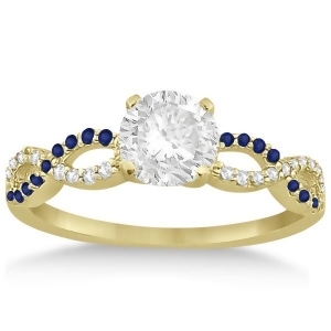 Infinity Diamond and Blue Sapphire Engagement Ring 18K Yellow Gold 0.21ct - All