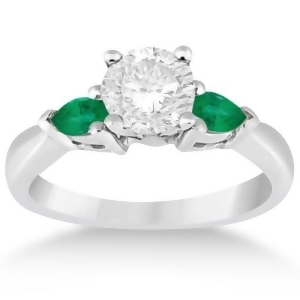 Pear Cut Three Stone Emerald Engagement Ring 18k White Gold 0.50ct - All