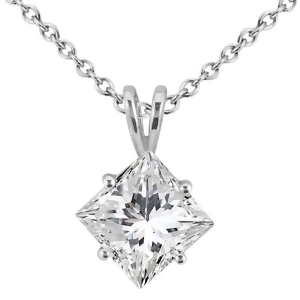 0.25Ct. Princess-Cut Diamond Solitaire Pendant in 18k White Gold I Si2-si3 - All