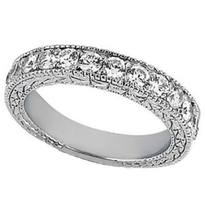 Antique Style Pave Set Wedding Ring Anniversary Band Platinum 1.00ct - All