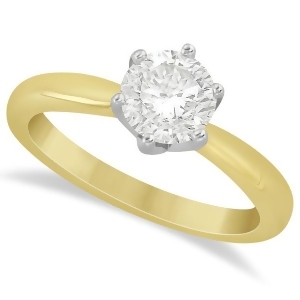 Round Solitaire Moissanite Engagement Ring 14K Yellow Gold 2.00ctw - All