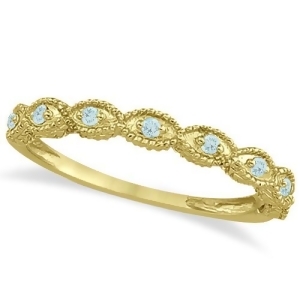 Antique Marquise Shape Aquamarine Wedding Ring 14k Yellow Gold 0.18ct - All