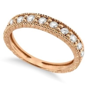 Vintage Style Diamond Wedding Ring Band Half-Way 14k Rose Gold 0.55ctw - All