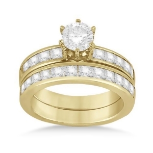 Princess Diamond Engagement Ring and Bridal Set 14k Yellow Gold 1.10ct - All