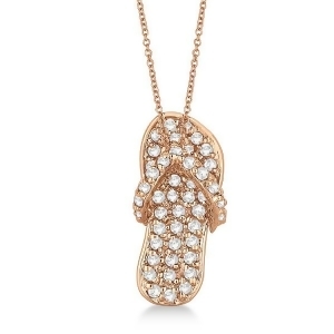 Diamond Flip Flop Pendant Necklace 14k Rose Gold 0.50ct - All