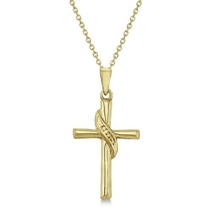 Gold Cross Necklace for Men/Ladies 14K Yellow Gold Beveled Cross - All