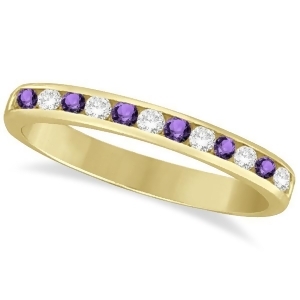 Amethyst and Diamond Semi-Eternity Channel Ring 14k Yellow Gold 0.40ct - All