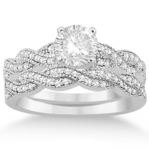 Infinity Style Bridal Set w/ Diamond Accents in Platinum 0.55cts - All