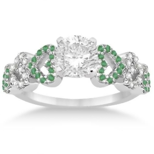 Emerald and Diamond Heart Engagement Ring Setting 14k White Gold 0.30ct - All