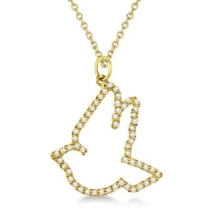 Diamond Dove Pendant Necklace 14k Yellow Gold 0.25ct - All