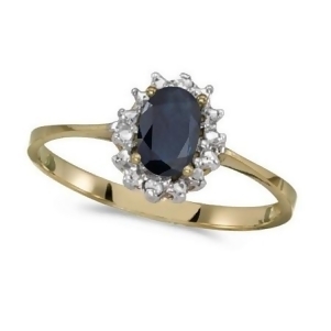 Blue Sapphire and Diamond Lady Diana Ring 14k Yellow Gold 0.60ct - All