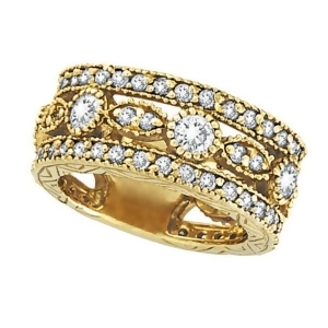 Antique Style Eternity Diamond Anniversary Ring 18k Yellow Gold 2.08ct - All