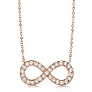 Pave Diamond Infinity Twist Pendant Necklace 14k Rose Gold 1.02ct - All
