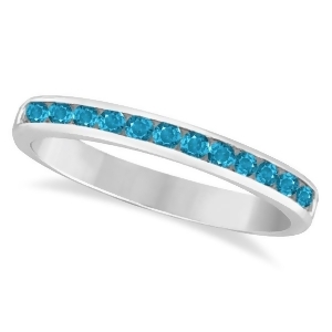 Blue Topaz Channel-Set Semi-Eternity Ring Band 14k White Gold 0.40ct - All