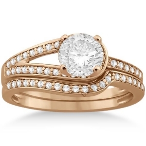 Love Knot Diamond Engagement Ring Set 14k Rose Gold 0.32ct - All