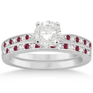 Ruby and Diamond Engagement Ring Bridal Set Palladium 0.47ct - All