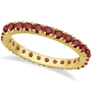 Garnet Eternity Band Stackable Ring 14K Yellow Gold 0.50ct - All