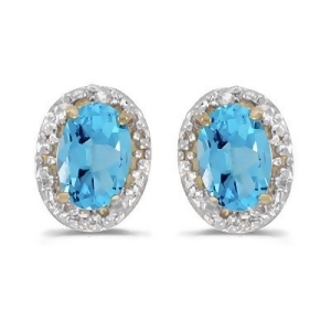 Diamond and Blue Topaz Earrings 14k Yellow Gold 1.14ct - All