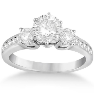 Three-stone Diamond Engagement Ring with Sidestones in 18k White Gold 0.45 ctw - All