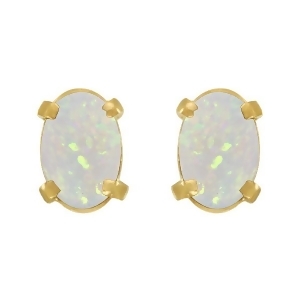 Oval-shaped Opal Stud Earrings in 14K Yellow Gold 0.54 ct - All