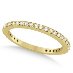 Pave Set Eternity Diamond Wedding Ring Band 18k Yellow Gold 0.55ct - All