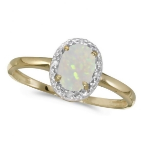 Oval Opal and Diamond Cocktail Ring in 14K Yellow Gold 0.46ct - All