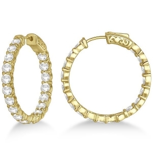 Prong-set Medium Diamond Hoop Earrings 14k Yellow Gold 5.54ct - All