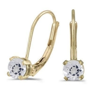 White Topaz Lever-Back Drop Earrings 14k Yellow Gold 0.60ct - All