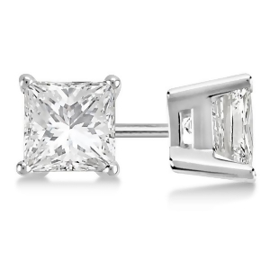 2.50Ct. Princess Diamond Stud Earrings Palladium G-h Vs2-si1 - All