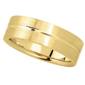 Men's Carved Flat Wedding Band in 18k Yellow Gold 7mm - All