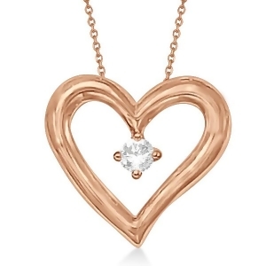 Open Heart Diamond Pendant Necklace in 14K Rose Gold 0.05ct - All
