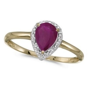 Pear Shape Ruby and Diamond Cocktail Ring 14k Yellow Gold - All