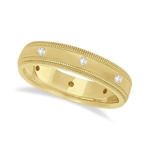 Mens Engraved Diamond Wedding Ring Band 14k Yellow Gold 0.15ct - All