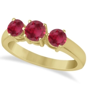 Three Stone Round Ruby Gemstone Ring in 14k Yellow Gold 1.50ct - All