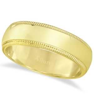 Men's Wedding Band Dome Comfort-Fit Milgrain 14k Yellow Gold 6 mm - All