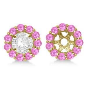 Round Pink Sapphire Earring Jackets 5mm Studs 14K Yellow Gold 1.08ct - All
