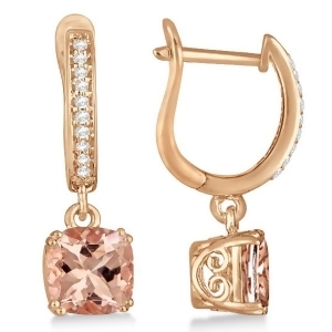 Morganite and Diamond Earrings Sterling and 14k Rose Gold Plating 2.63ct - All