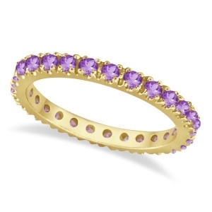 Amethyst Eternity Stackable Ring Band 14K Yellow Gold 0.75ct - All