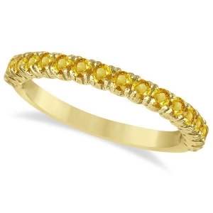 Half-eternity Pave Yellow Sapphire Stack Ring 14k Yellow Gold 0.95ct - All