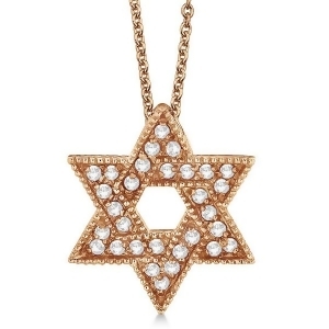 Jewish Star of David Diamond Pendant Necklace 14k Rose Gold 0.35ct - All